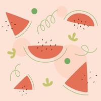 A simple background design with randomly arranged cut watermelons vector