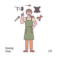 Leather sewing class character vector