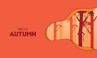 Hello Autumn Paper Wave Forest Vector