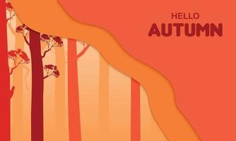 Hello Autumn Forest Greeting Papercut vector