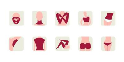 Laser hair removal icon set vector