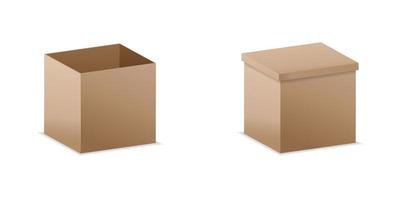 Vector illustration. realistic 3D cardboard box. mockup for desi