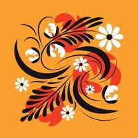 Folk floral art print  Flowers abstract art  poster vector