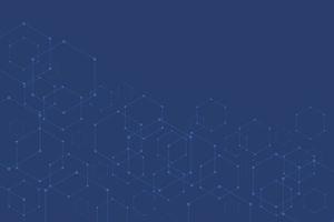 Abstract hexagonal molecular structures on blue background. vector
