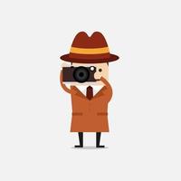 Detective with camera. Detective spies. vector