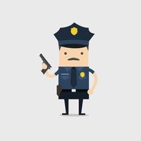 Police holding a gun. Funny cop cartoon character. vector