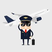 Man in uniform Standing in front of the plane. vector