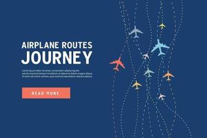 Colorful Airplane line path. Airplane routes of journey banner. vector