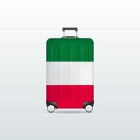 Bolsa de equipaje de viaje con la bandera de Italia. maleta realista. vector