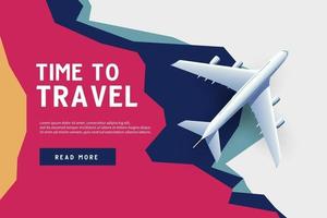 Time to travel. Vacation trip offer concept with airplane. vector