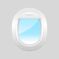 vista interior de la ventana del avión. Ventanas de avión con exterior nublado. vector