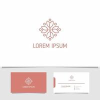 Line Pattern Flower Logo with Business Card Template vector