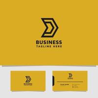 Simple and Minimalist Arrow Letter D Logo with Business Card Template vector