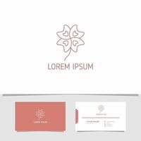 Simple and Minimalist Line Pattern Flower Logo with Business Card vector