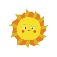 Abstract sun with face, modern flat illustration. vector