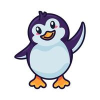 pingüino, divertido, pajarito, aleteo, con, ala, vector