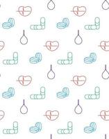 Medicine icons seamless pattern from cardiogram, pill, enema. Vector