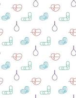 Medicine icons seamless pattern from cardiogram, pill, enema. Vector