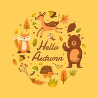 Autumn Flora and Fauna Concept vector