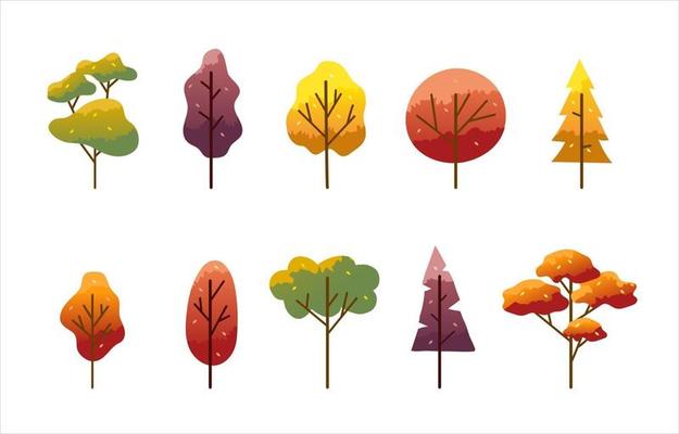 Various Simple Autumn Tree Collection