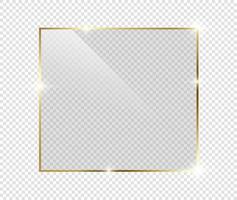 Gold luxury shiny glowing frame with shadows isolated on transparent vector