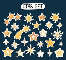 Vector colorful modern set with hand draw llustrations of star shape