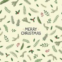 Vector seamless pattern with illustration of Christmas plants