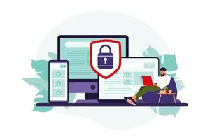 Concept of protecting computer data. vector