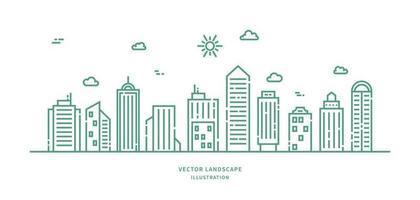 Cityscape. Modern flat line landscape vector. vector