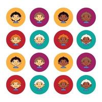 head kids in a circle flat vector image