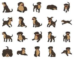 Cute Cartoon Vector Illustration flat icon set of a big dog.