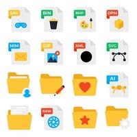 Pack of File Types Flat Icons vector