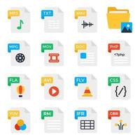 Pack of File Formats Flat Icons vector