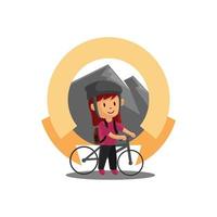 día mundial de la bicicleta con ilustración de diseño de personajes de cinta en blanco vector