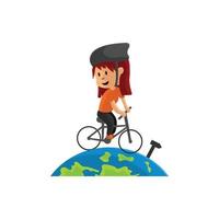 World Bicycle Day on Globe Character Design Illustration vector