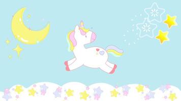 unicornio de dibujos animados en las nubes video