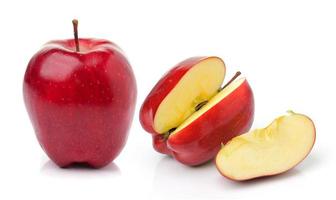 Red ripe apple on white background photo