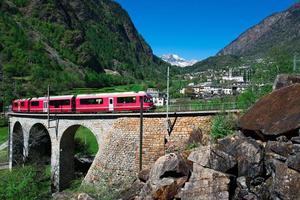 Passage to Brusio Helicidal Viaduct of the Bernina Red Train photo