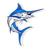 Ilustración de pez espada para logotipo y elemento de marca monocromo vector