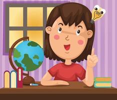 Illustration of isolated girl doing homework vector