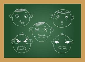 different facial expressions of a boy blackboard vector