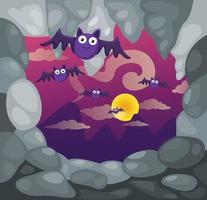 Illustration of a cave and bats vector