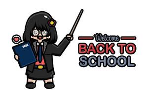 Back to school banner teacher with book vector