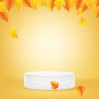 autumn background with podium and leaves. vector