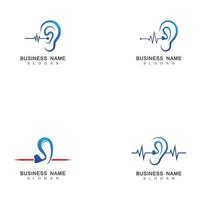 icono de vector de plantilla de logotipo de audición de oído