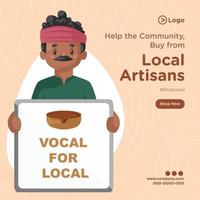 diseño de banner de compra de artesanos locales. vector