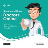 Search and book doctors online banner design vector