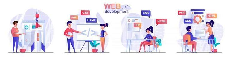 Web development concept scenes set vector