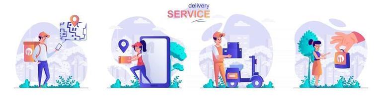 Delivery service concept scenes set vector