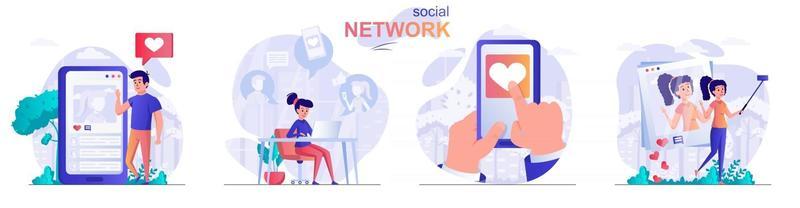 Social network concept scenes set
